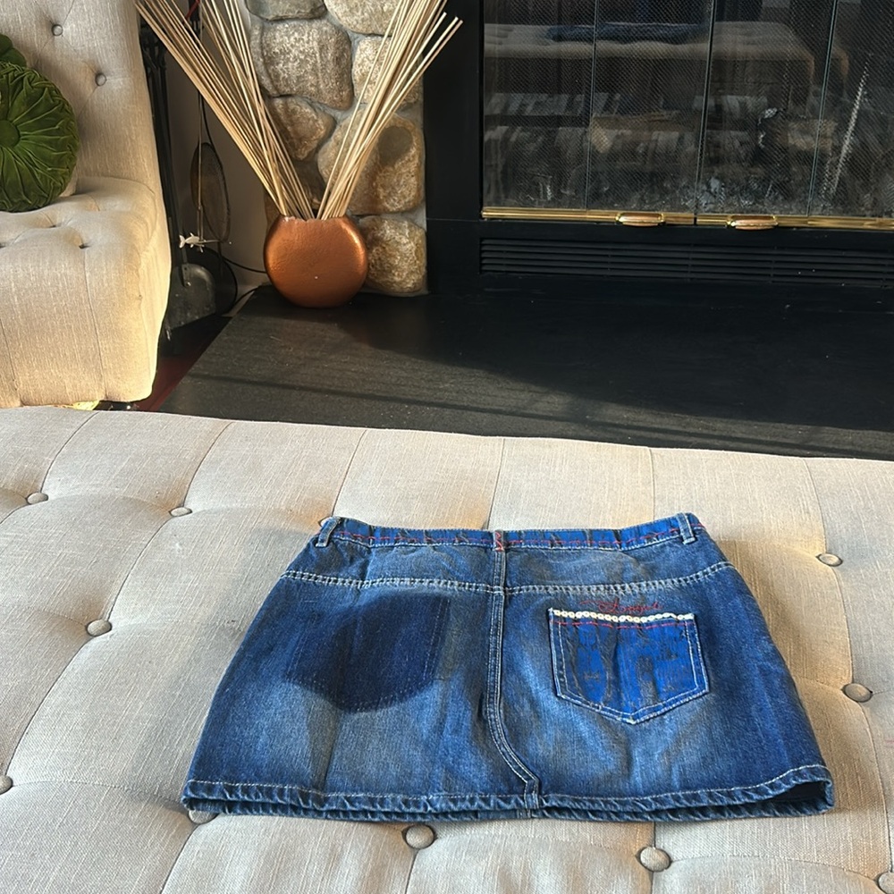 NWT Desigual‎ Criss Cross Denim Skirt with Embellishments Size 38 - Picture 6 of 7